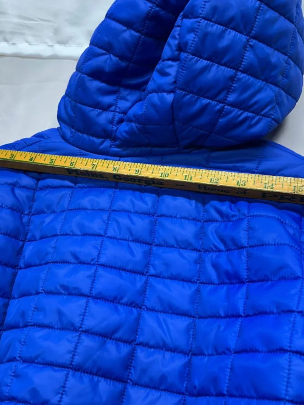 Cat & Jack Kids Large 10/12 Hooded Puffer Jacket Blue Fleece Lined Winter Coat N